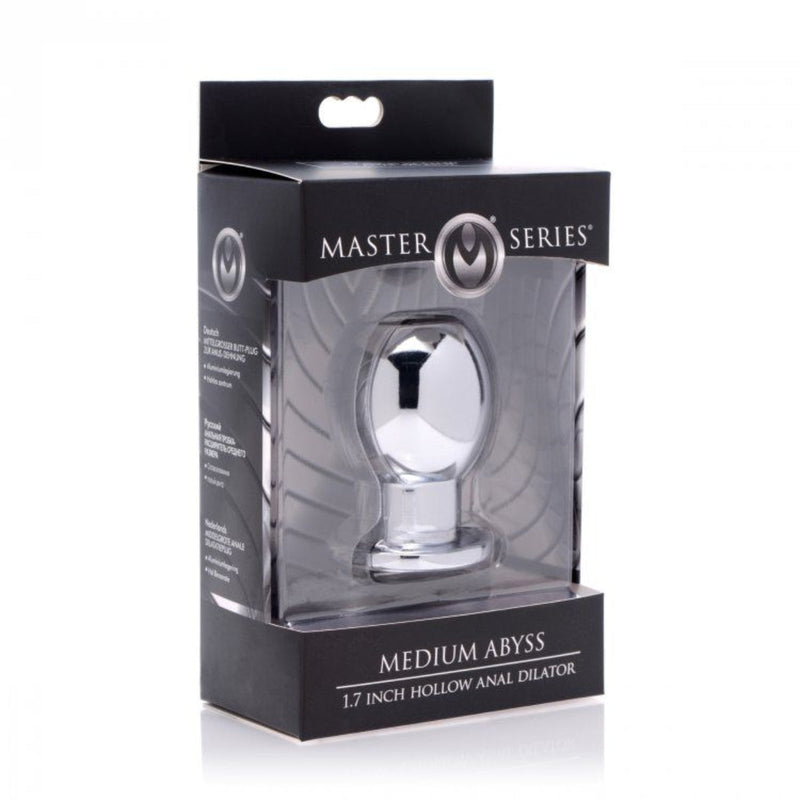 Load image into Gallery viewer, Master Series Medium Abyss Hollow Anal Dilator Silver 1.7 Inch

