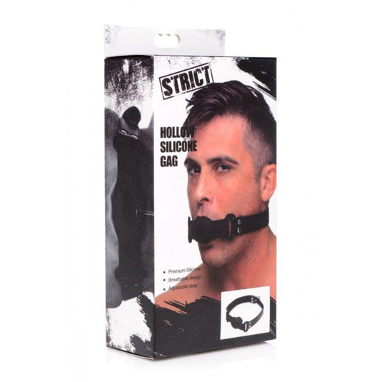 Strict Hollow Silicone Gag Black
