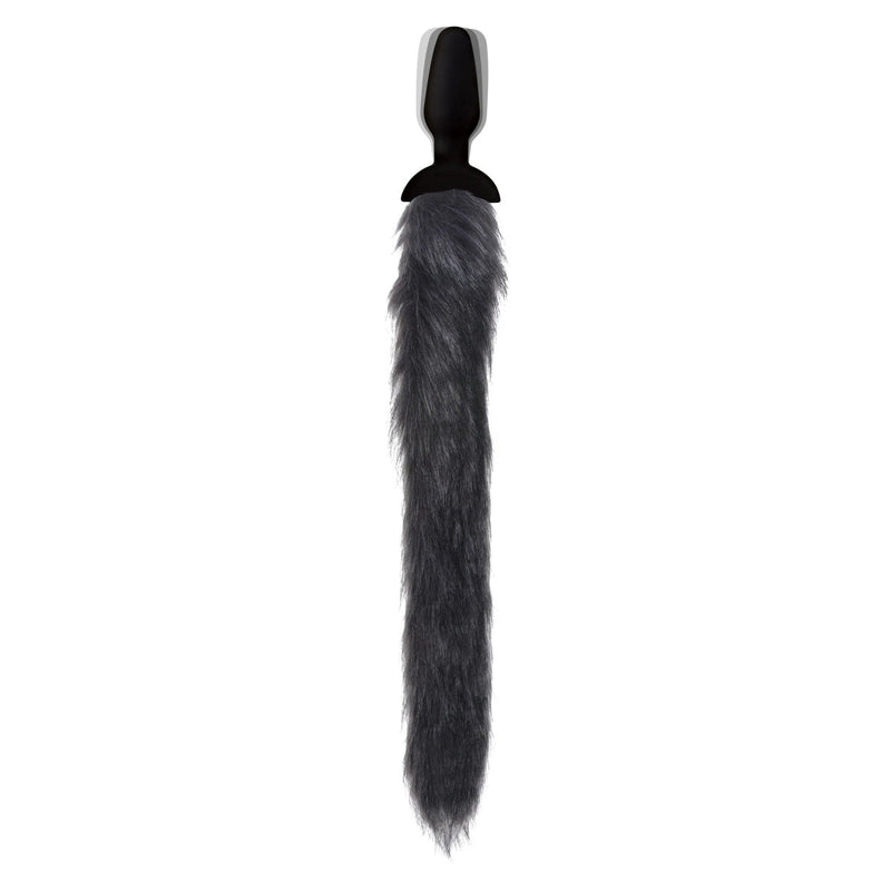 Load image into Gallery viewer, Tailz Grey Fox Tail Vibrating Butt Plug Grey
