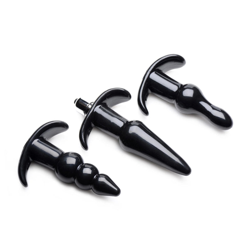 Load image into Gallery viewer, Frisky Thrill Trio Noir Butt Plug Set 3 Pack Black
