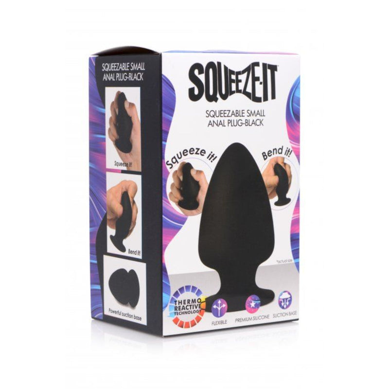 Load image into Gallery viewer, Squeeze-It Squeezable Silicone Butt Plug Black Small
