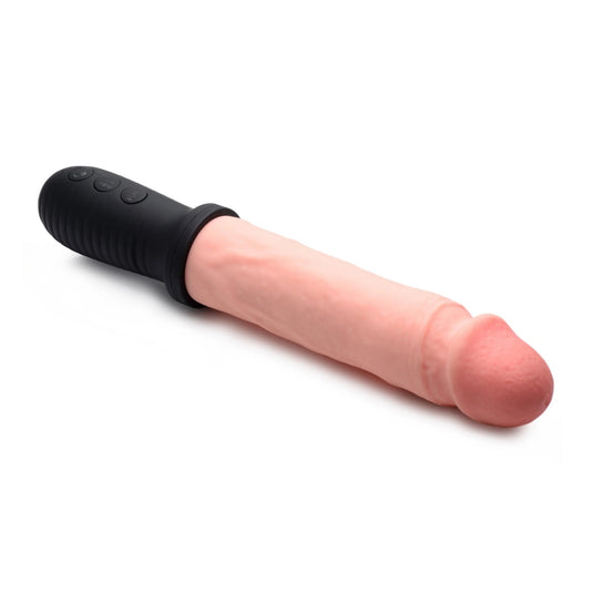 Master Series 8X Auto Pounder Vibrating And Thrusting Dildo With Handle Pink 11.5 Inch