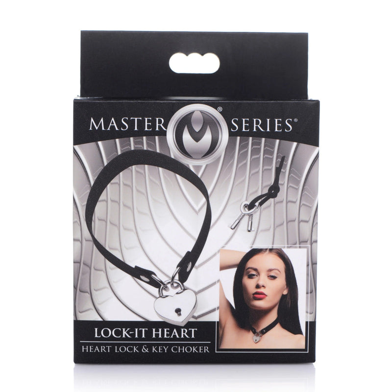 Load image into Gallery viewer, Master Series Lock-It Heart Lock &amp; Key Choker Black Silver
