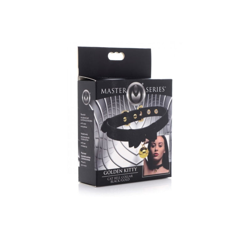 Load image into Gallery viewer, Master Series Golden Kitty Cat Bell Collar Black Gold
