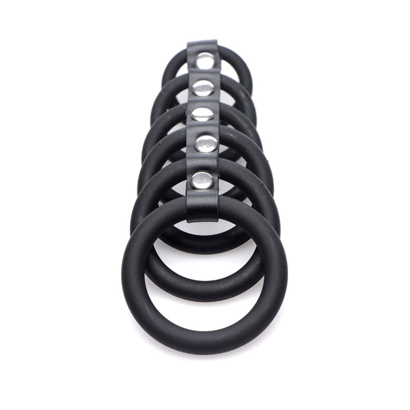 Load image into Gallery viewer, Strict 6 Ring Silicone Chastity Device Black
