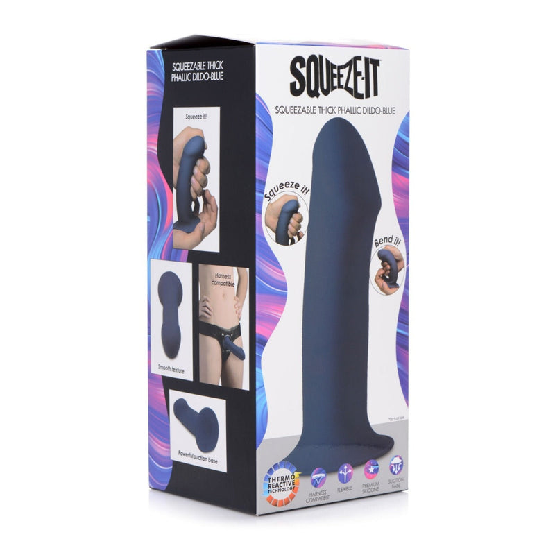 Load image into Gallery viewer, Squeeze-It Squeezable Thick Phallic Dildo Blue 6.5 Inch
