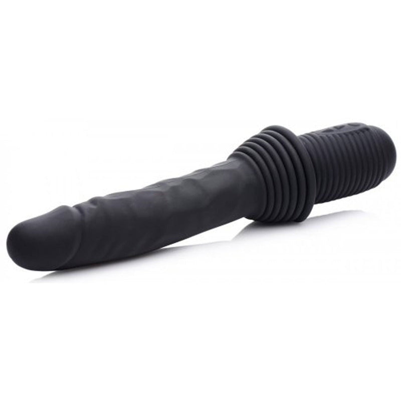 Load image into Gallery viewer, Master Series 10X Thrust Master Vibrating &amp; Thrusting Dildo With Handle Black
