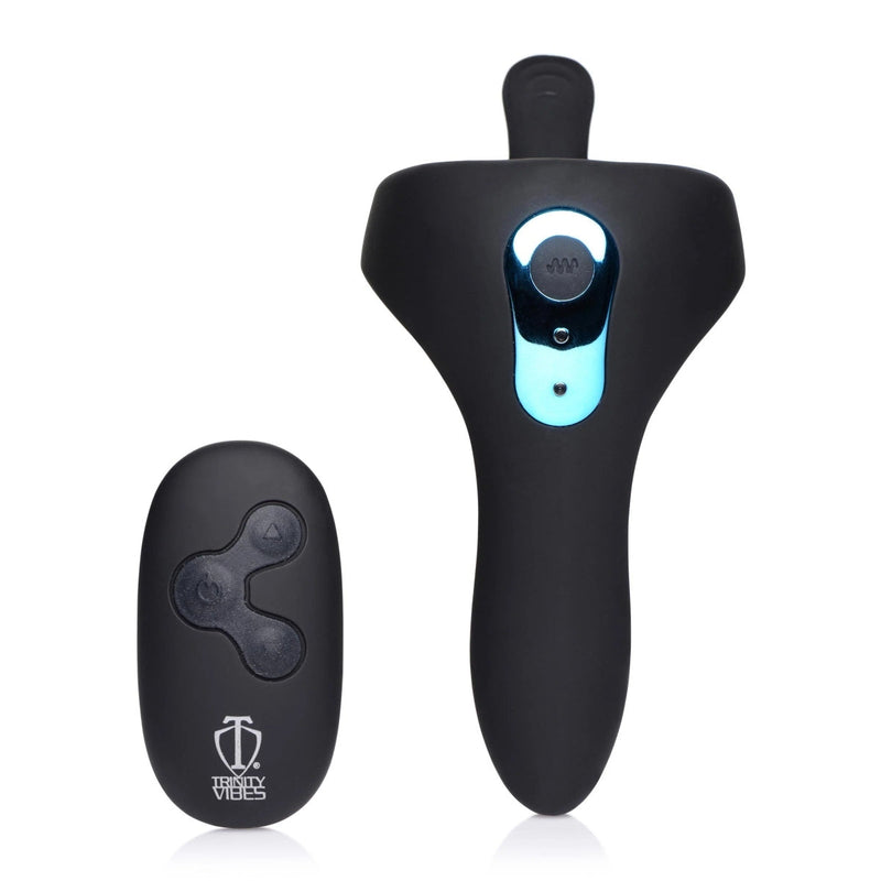 Load image into Gallery viewer, Trinity For Men Power Taint 7X Silicone Cock &amp; Ball Ring With Remote Black
