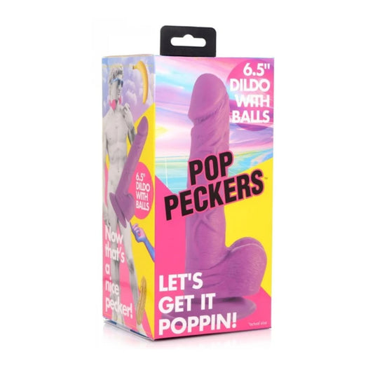 Pop Peckers Dildo With Balls Purple 6.5 Inch