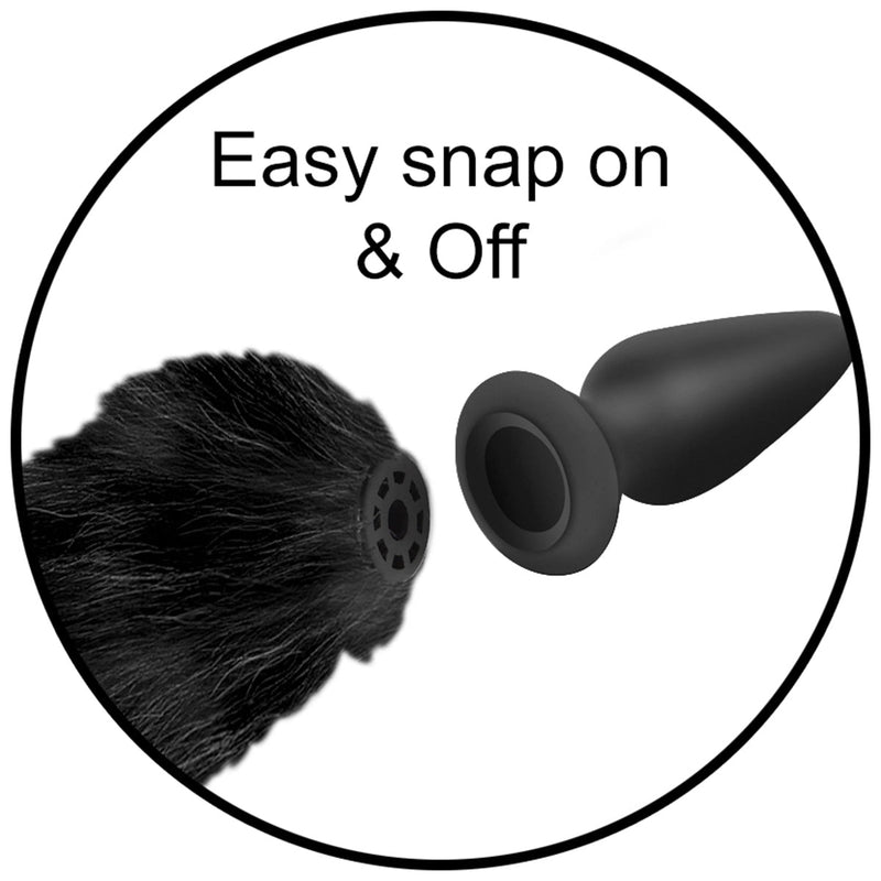 Load image into Gallery viewer, Tailz Snap-On Interchangeable Black Fox Tail Black
