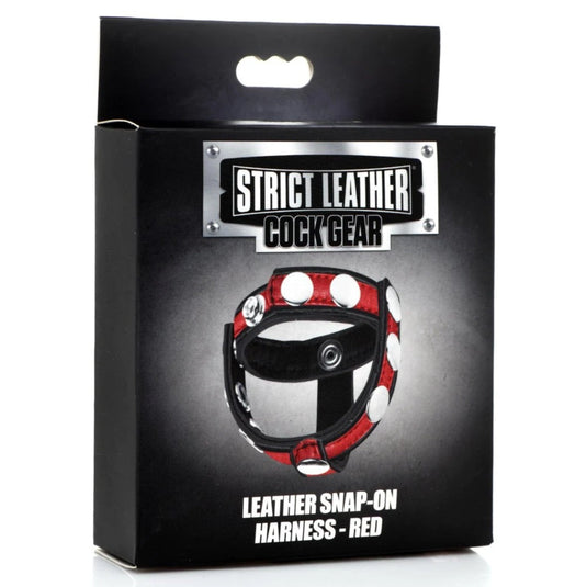 Strict Leather Cock Gear Leather Snap-On Harness Cock Ring Red