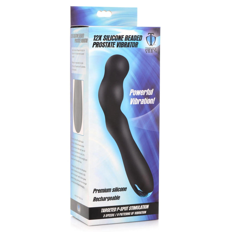Load image into Gallery viewer, Trinity For Men 12X Silicone Beaded Prostate Vibrator Black
