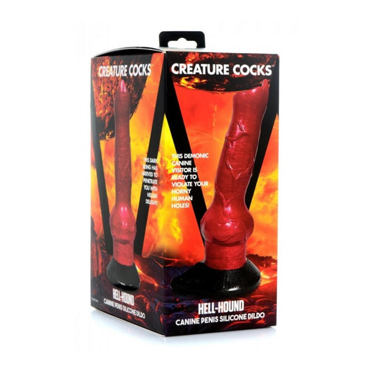 Front View Packaging - Creature Cocks Hell-Hound Canine Penis Silicone Dildo Red  - Prowler UK - Gay Sex Toys