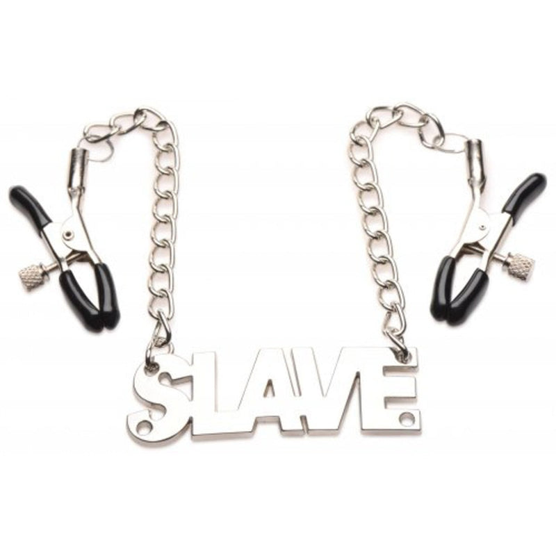Load image into Gallery viewer, Master Series Enslaved Slave Chain Nipple Clamps Silver

