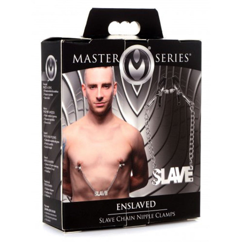 Load image into Gallery viewer, Master Series Enslaved Slave Chain Nipple Clamps Silver

