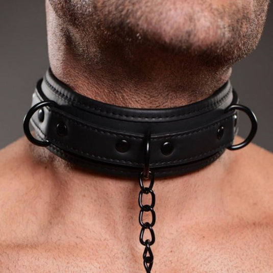 Master Series Collared Temptress Collar With Nipple Clamps Black
