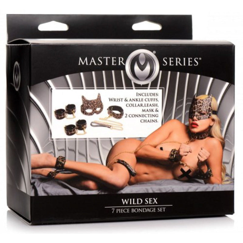 Load image into Gallery viewer, Master Series Wild Sex 7 Piece Bondage Set Leopard Print
