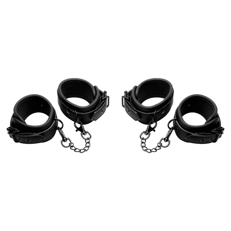 Load image into Gallery viewer, Master Series Kinky Comfort Wrist &amp; Ankle Cuff Set Black
