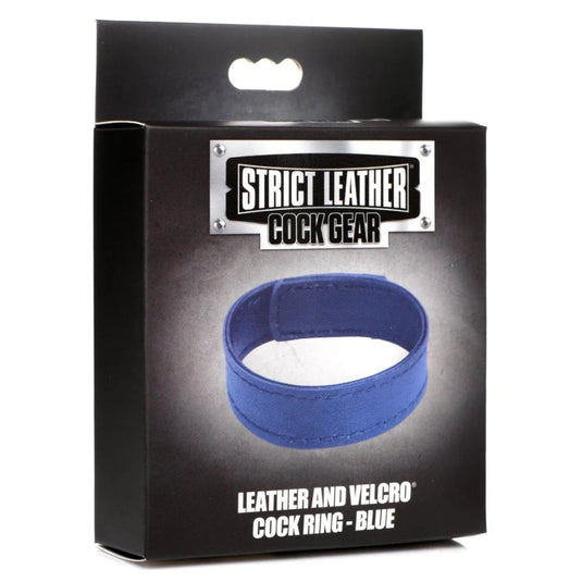Strict Leather Cock Gear Leather & Velcro Cock Ring Blue