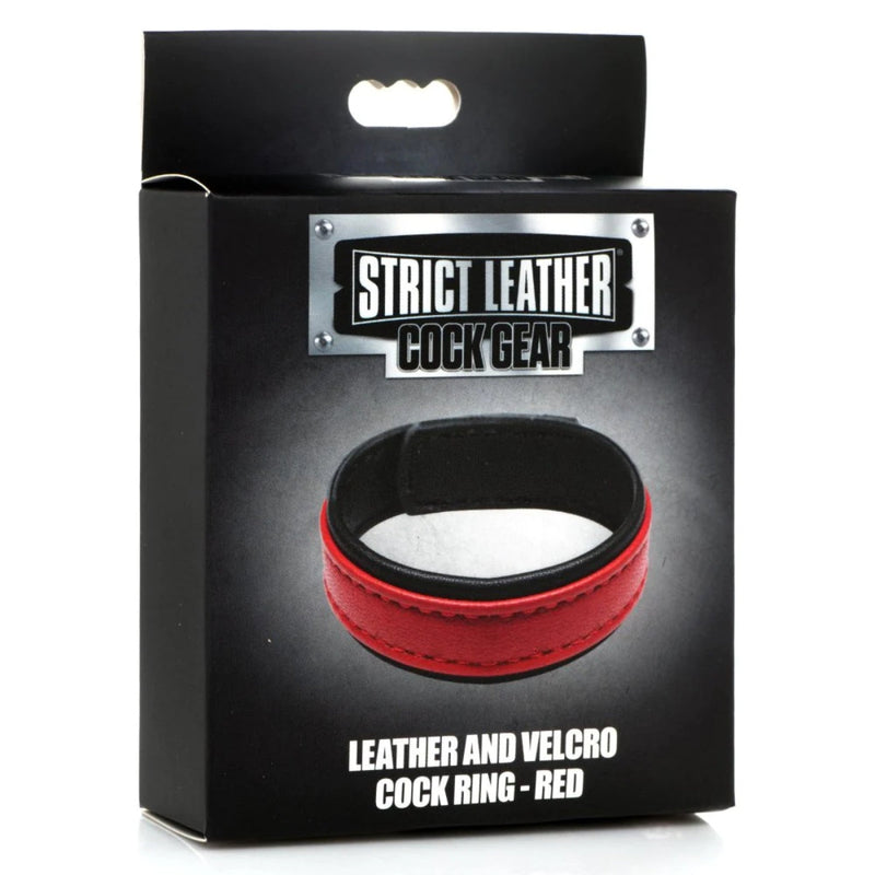Load image into Gallery viewer, Strict Leather Cock Gear Leather &amp; Velcro Cock Ring Red
