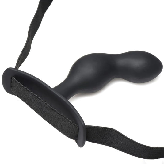 Master Series P-Spot Plugger Trainer Set Silicone 3 Piece Prostate Plug Set With Harness Black
