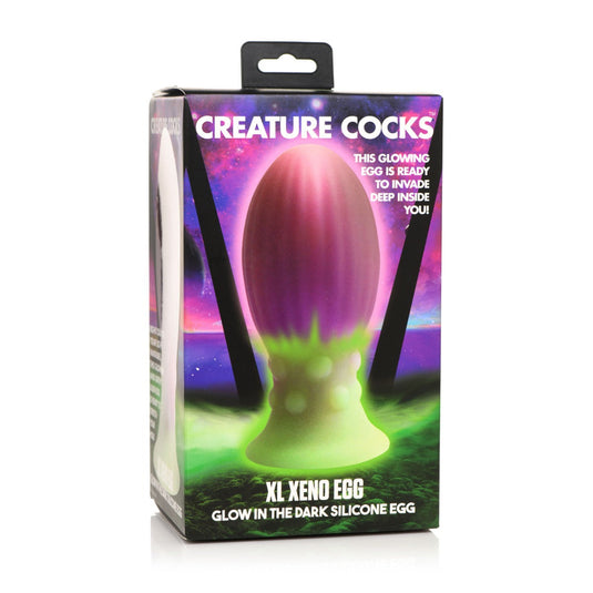 Creature Cocks XL Xeno Egg Glow In The Dark Silicone Butt Plug Pink  - Prowler UK - Gay Sex Toys