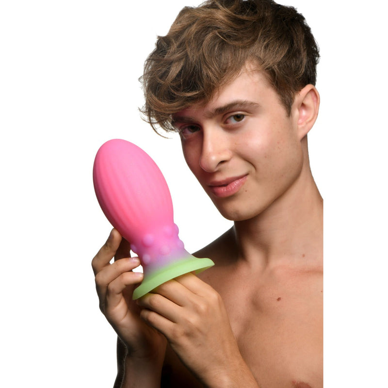 Load image into Gallery viewer, Creature Cocks XL Xeno Egg Glow In The Dark Silicone Butt Plug Pink  - Prowler UK - Gay Sex Toys

