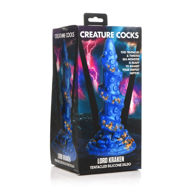 Load image into Gallery viewer, Creature Cocks Lord Kraken Tentacled Silicone Dildo Blue Gold  - Prowler UK - Gay Sex Toys
