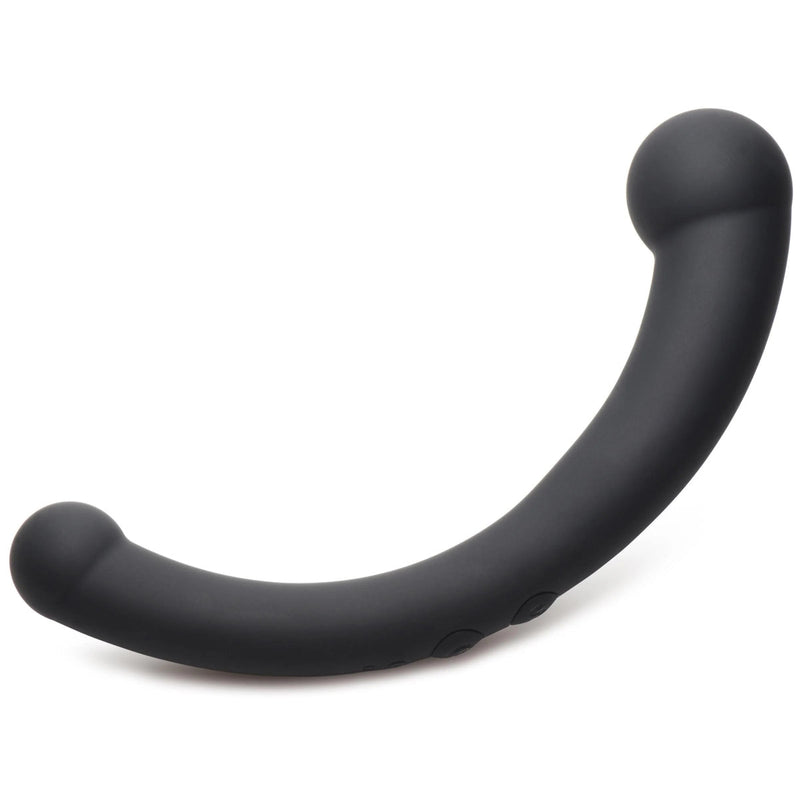 Load image into Gallery viewer, Master Series 10X Vibra Crescent Silicone Dual Ended Vibrating Dildo Black 8 Inch - Simply Pleasure
