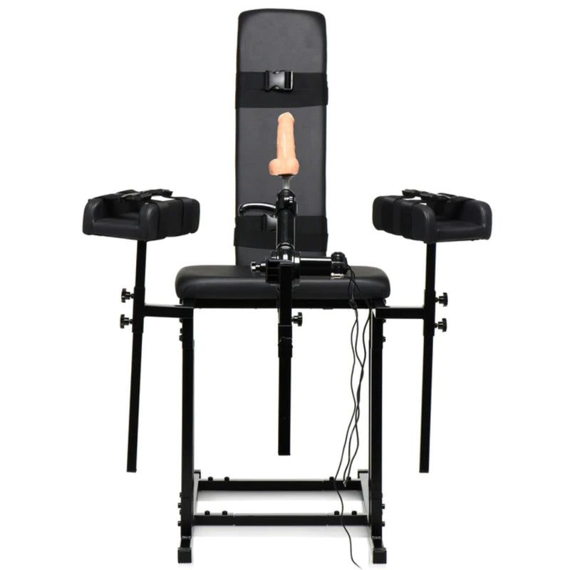 Load image into Gallery viewer, Master Series Ultimate Obedience Chair With Sex Machine Black
