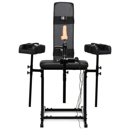 Master Series Ultimate Obedience Chair With Sex Machine Black