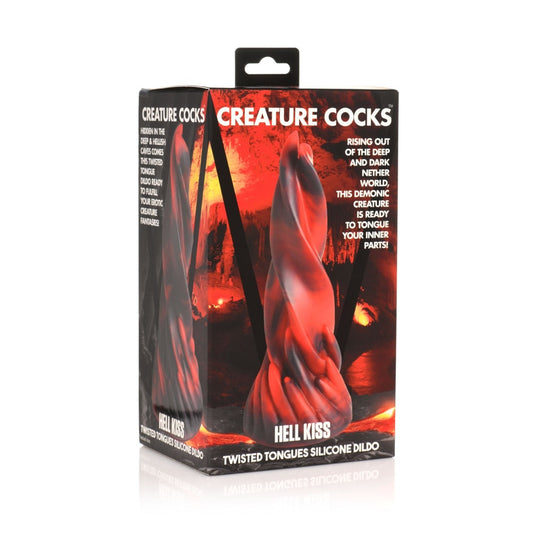 Creature Cocks Hell Kiss Twisted Tongues Silicone Dildo Red Black - Simply Pleasure