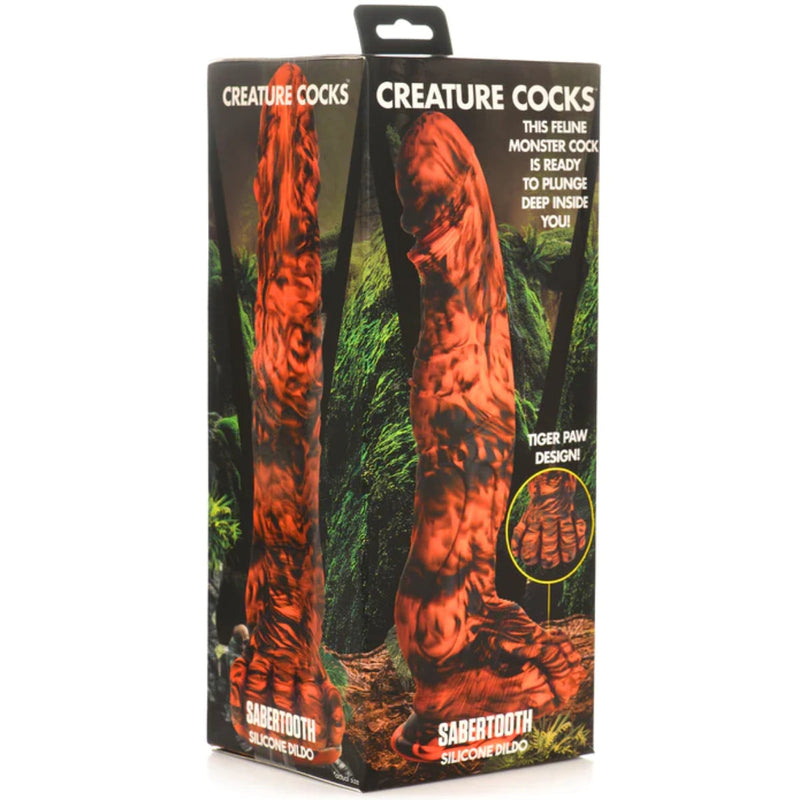 Load image into Gallery viewer, Creature Cocks Sabertooth Silicone Dildo Orange Black  - Prowler UK - Gay Sex Toys
