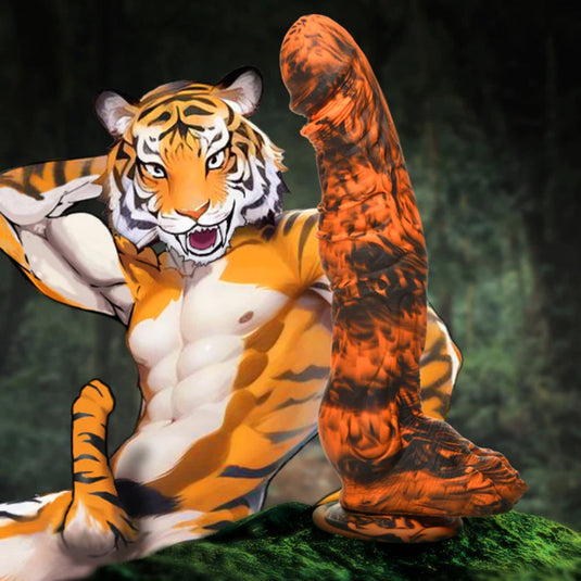 Creature Cocks Sabertooth Silicone Dildo Orange Black  - Prowler UK - Gay Sex Toys