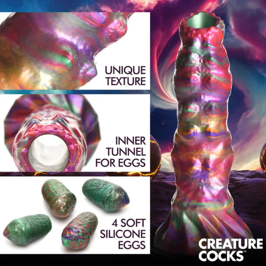 Creature Cocks Larva Silicone Ovipositor Dildo With Eggs Multi Colour - Simply Pleasure