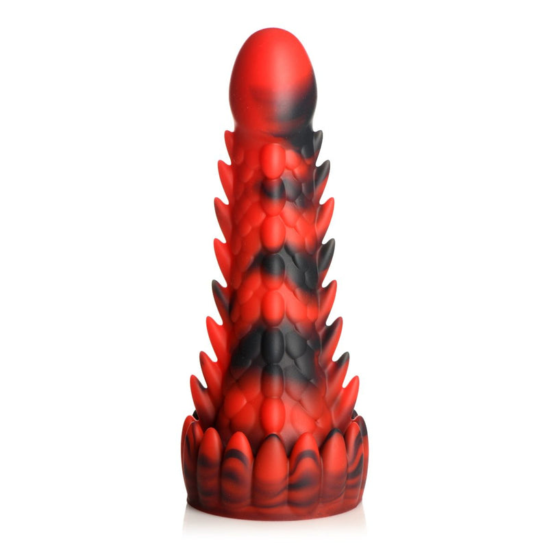 Load image into Gallery viewer, Creature Cocks Demon Rising Scaly Dragon Silicone Dildo Red Black - Simply Pleasure
