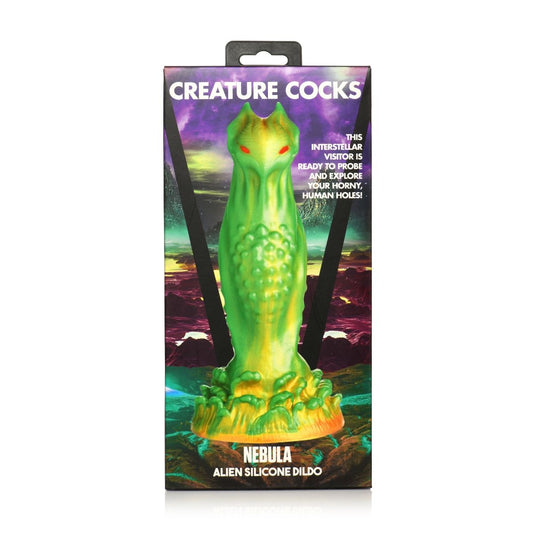 Creature Cocks Nebula Alien Silicone Dildo Green Yellow - Simply Pleasure