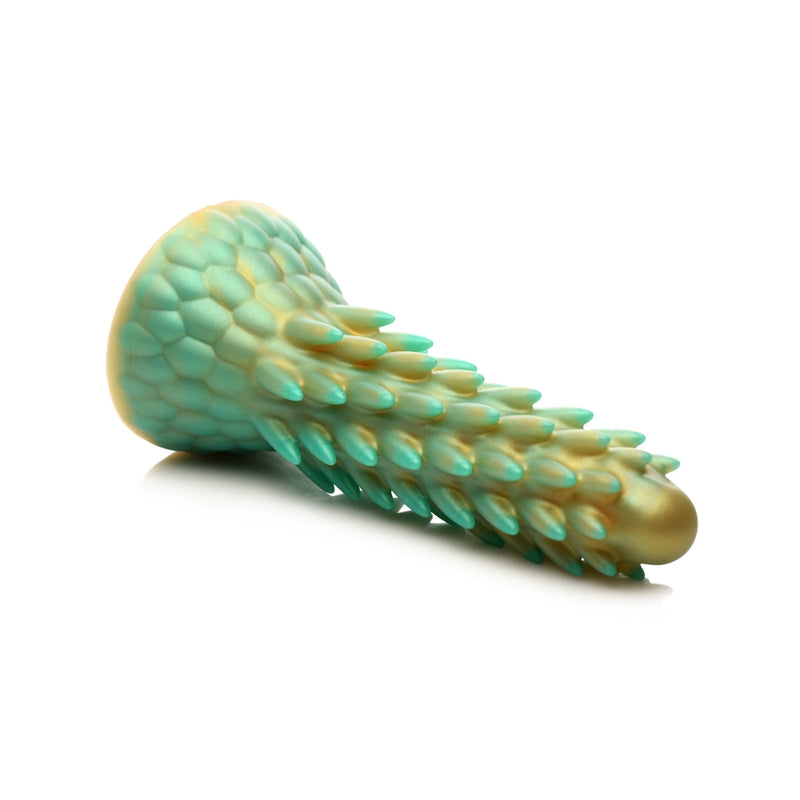 Load image into Gallery viewer, Creature Cocks Stegosaurus Spiky Reptile Silicone Dildo Gold Teal - Simply Pleasure
