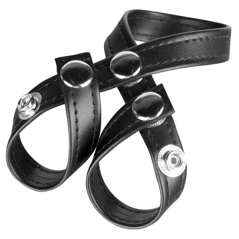 Load image into Gallery viewer, Blue Line 8 Style Ball Divider Cock Ring Black - Simply Pleasure
