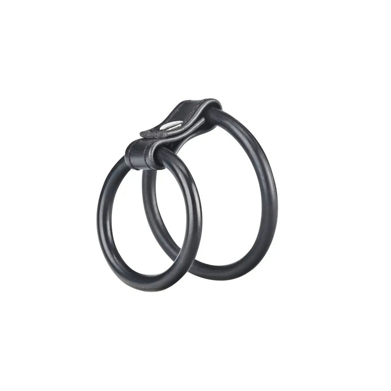 Load image into Gallery viewer, Front View Product Blue Line Duo Cock &amp; Ball Cock Ring Black - Simply Pleasure
