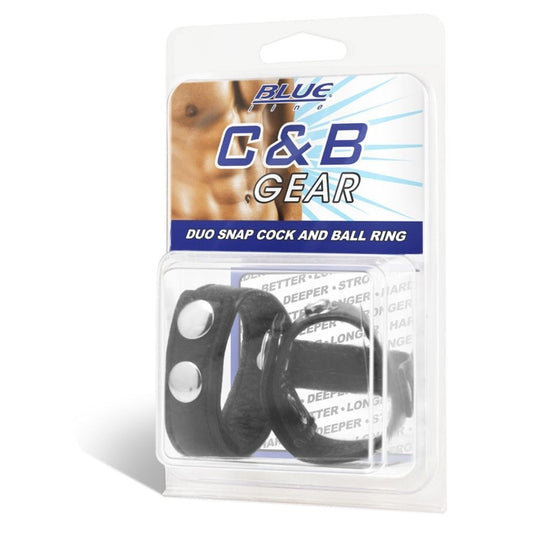 Blue Line Duo Snap Cock And Ball Ring Black - Simply Pleasure
