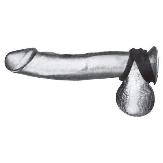 Side View Product On Dildo - Blue Line Silicone Duo Snap Cock & Ball Ring Black  - Prowler UK - Gay Sex Toys