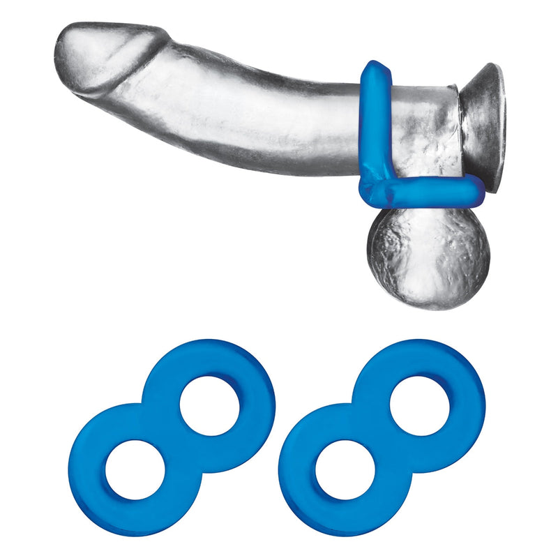 Load image into Gallery viewer, Blue Line Duo Cock And Ball Stamina Enhancement Cock Ring Set 2 Pack Blue - Simply Pleasure
