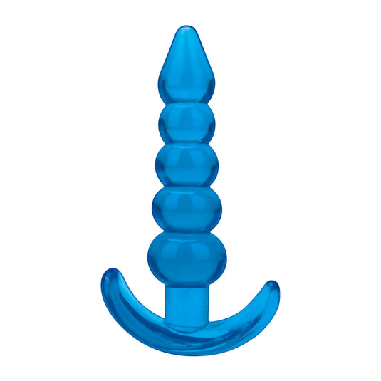 Blue Line Medium Beaded Anal Butt Plug Blue 4.5 Inch - Simply Pleasure