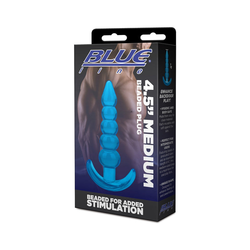 Load image into Gallery viewer, Blue Line Medium Beaded Anal Butt Plug Blue 4.5 Inch - Simply Pleasure
