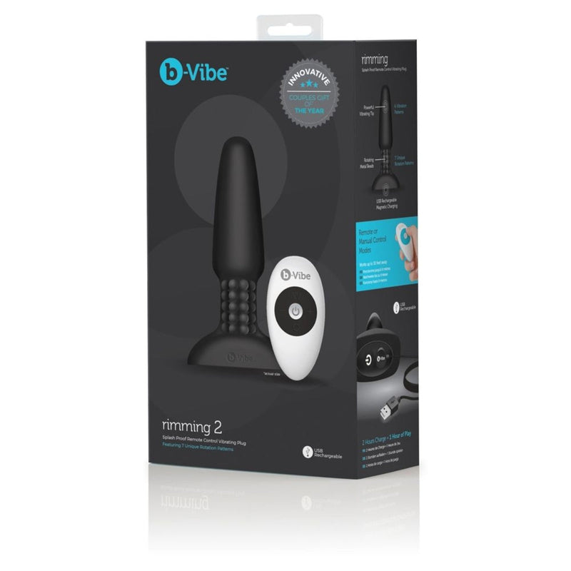 Load image into Gallery viewer, b-Vibe Rimming 2 Remote Control Vibrating Butt Plug Black
