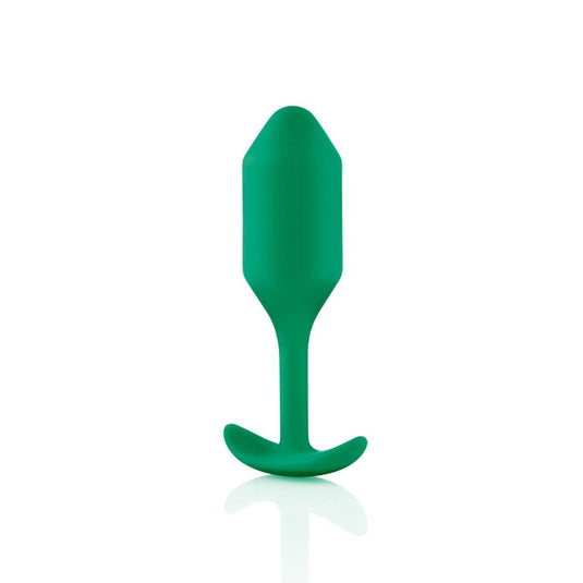 b-Vibe Snug Plug 2 Weighted Silicone Butt Plug Green  - Prowler UK - Gay Sex Toys