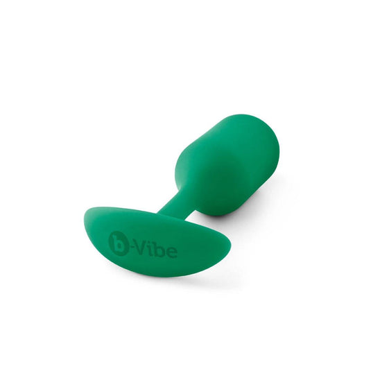 b-Vibe Snug Plug 2 Weighted Silicone Butt Plug Green  - Prowler UK - Gay Sex Toys