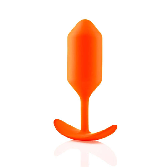 b-Vibe Snug Plug 3 Weighted Silicone Butt Plug Orange  - Prowler UK - Gay Sex Toys