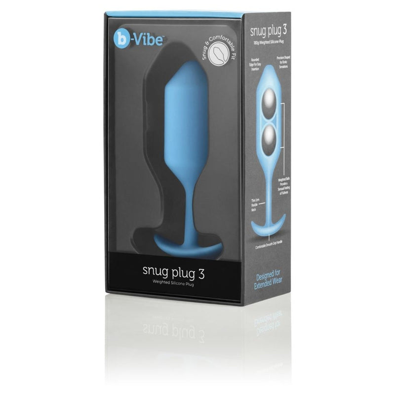 Load image into Gallery viewer, b-Vibe Snug Plug 3 Weighted Silicone Butt Plug Teal
